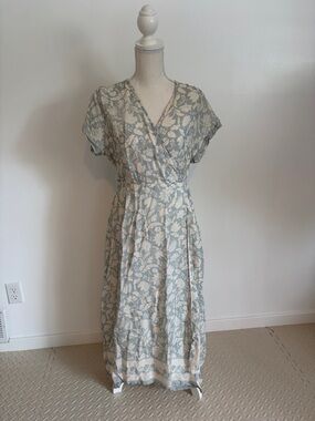 Reistor Light Blue & Cream Floral Wrap Maxi Dress 2XL